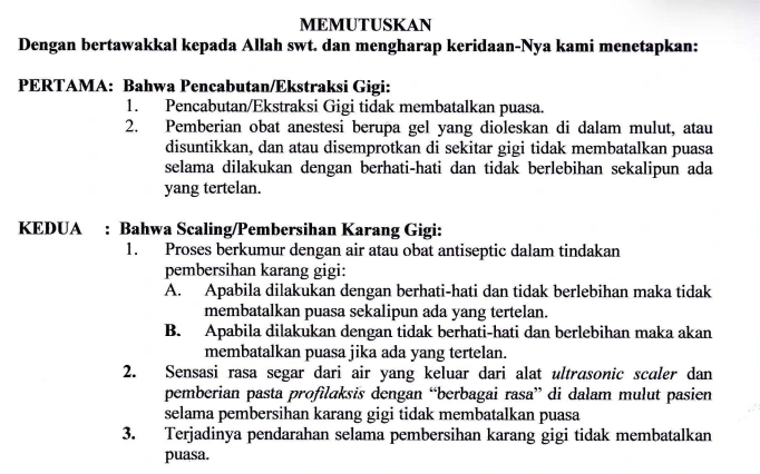 fatwa mui cabut gigi saat puasa